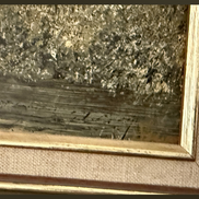 Close-up detail of oil on board texture and timber frame — A Country Manor