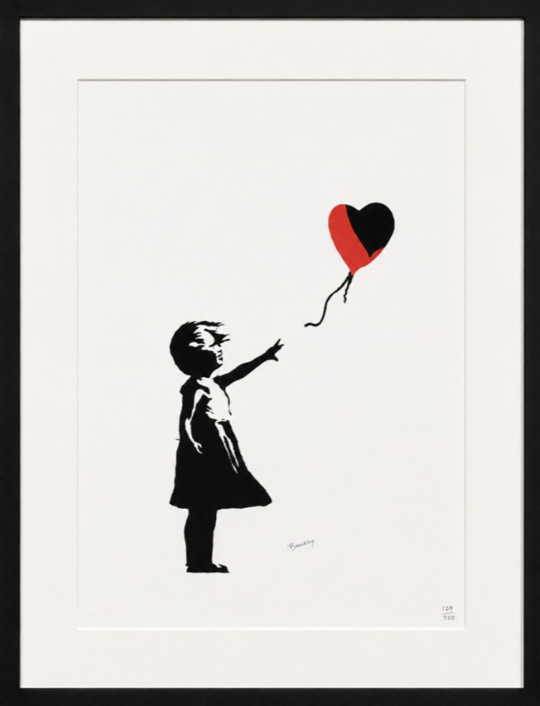 Balloon Girl after Banksy — limited edition offset lithograph 127/150, black frame with white mat