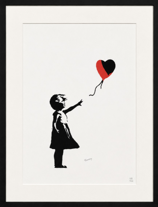 Balloon Girl after Banksy — limited edition offset lithograph 127/150, black frame with white mat
