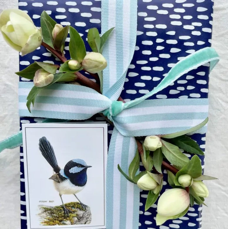 Blue Wren on Mossy Rock Gift Tag