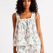 Cotton Floral Crochet Trim Cami Boxer Set (Size Large - 14)