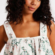 Cotton Floral Crochet Trim Cami Boxer Set (Size Large - 14)