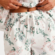 Cotton Floral Crochet Trim Cami Boxer Set (Size Large - 14)