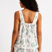 Cotton Floral Crochet Trim Cami Boxer Set (Size Large - 14)