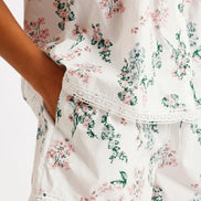 Cotton Floral Crochet Trim Cami Boxer Set (Size Large - 14)