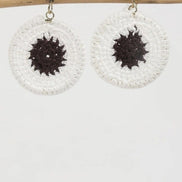 Crochet Cotton White and Chocolate Brown Earrings