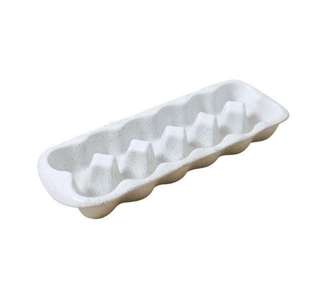 Natural Home Egg Crate 12 Cup, White Speckle Stoneware.