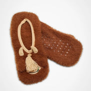 Fluffy Highland Cow Slipper Socks in Brown: Womens Size 5-8