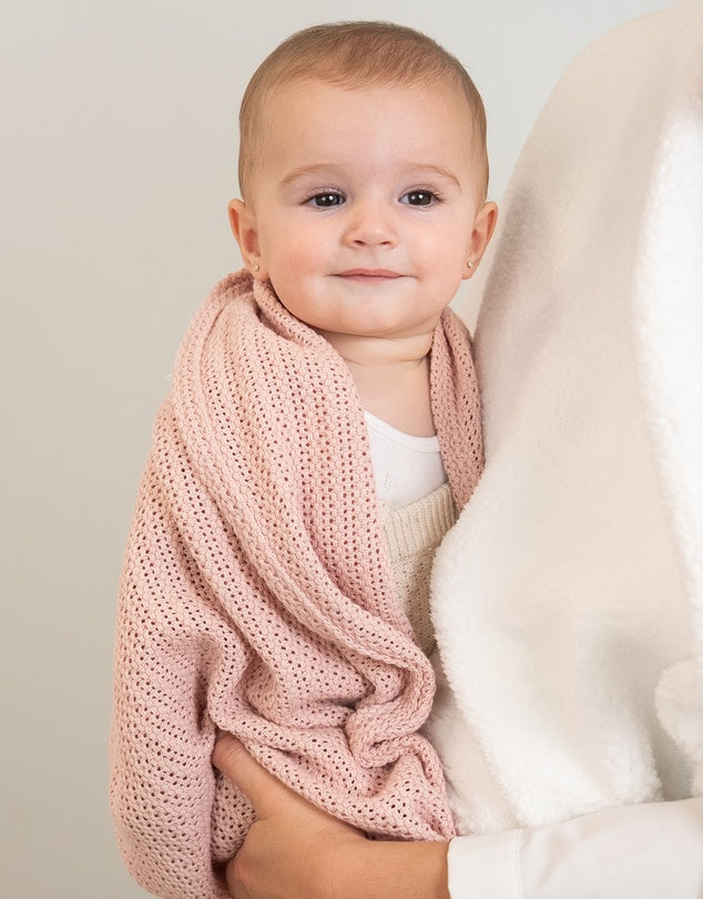 Cotton Knit Super Soft Cellular Bassinet Blanket