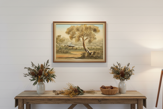 Australian bush painting in modern farmhouse setting