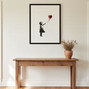 Balloon Girl in rural homestead hallway