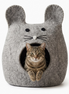 Mouse Shaped Grey Wool Cat Cave Bed