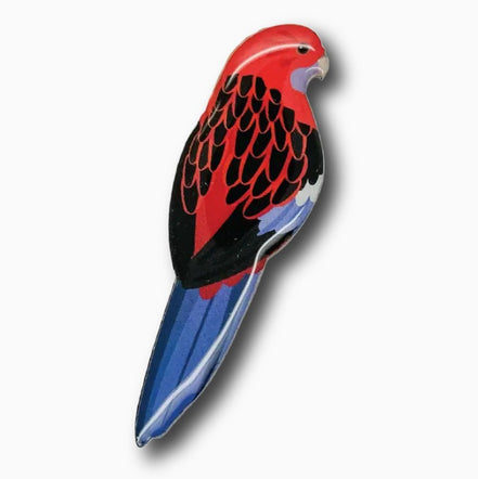 Crimson Rosella Bird Brooch