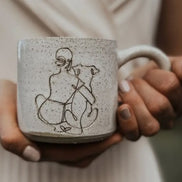 She and Her Dog, Unconditional.  Ceramic Mug.  Right Handle. Australian Made.