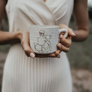 She and Her Dog, Unconditional.  Ceramic Mug.  Right Handle. Australian Made.