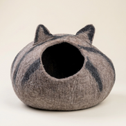 Grey Tabby Cat Wool Cat Cave Bed