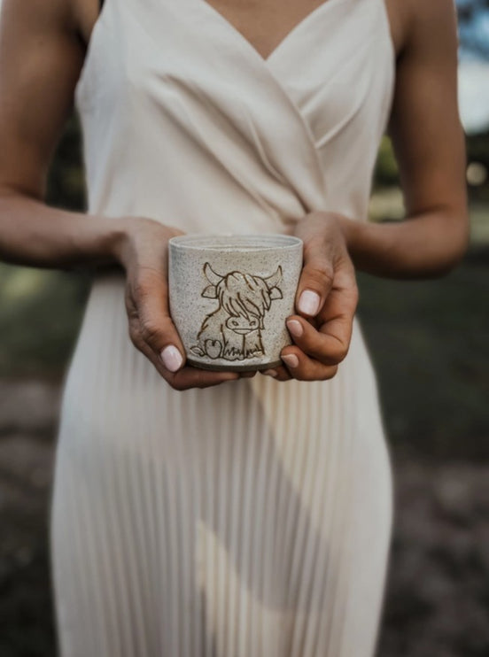 Highland Cow Ceramic Mug. Handmade in Australia.