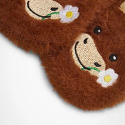 Fluffy Highland Cow Slipper Socks in Brown: Womens Size 5-8