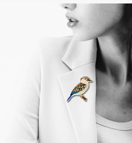 Blue-Winged Kookaburra Brooch