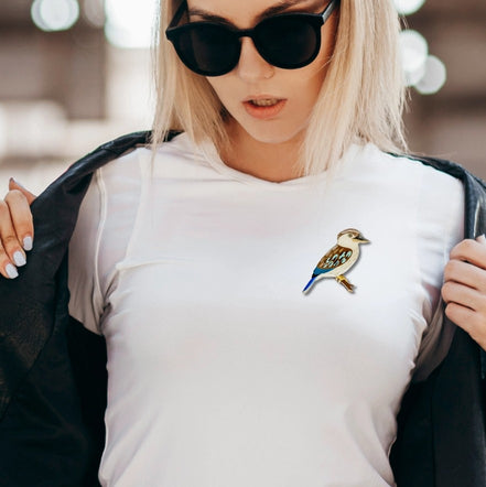 Blue-Winged Kookaburra Brooch
