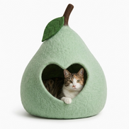 Pear Shaped Green Wool Cat Cave Bed