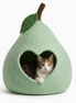Pear Shaped Green Wool Cat Cave Bed