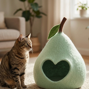 Pear Shaped Green Wool Cat Cave Bed