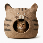 Tabby Cat Face Wool Cat Cave Bed