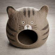 Tabby Cat Face Wool Cat Cave Bed